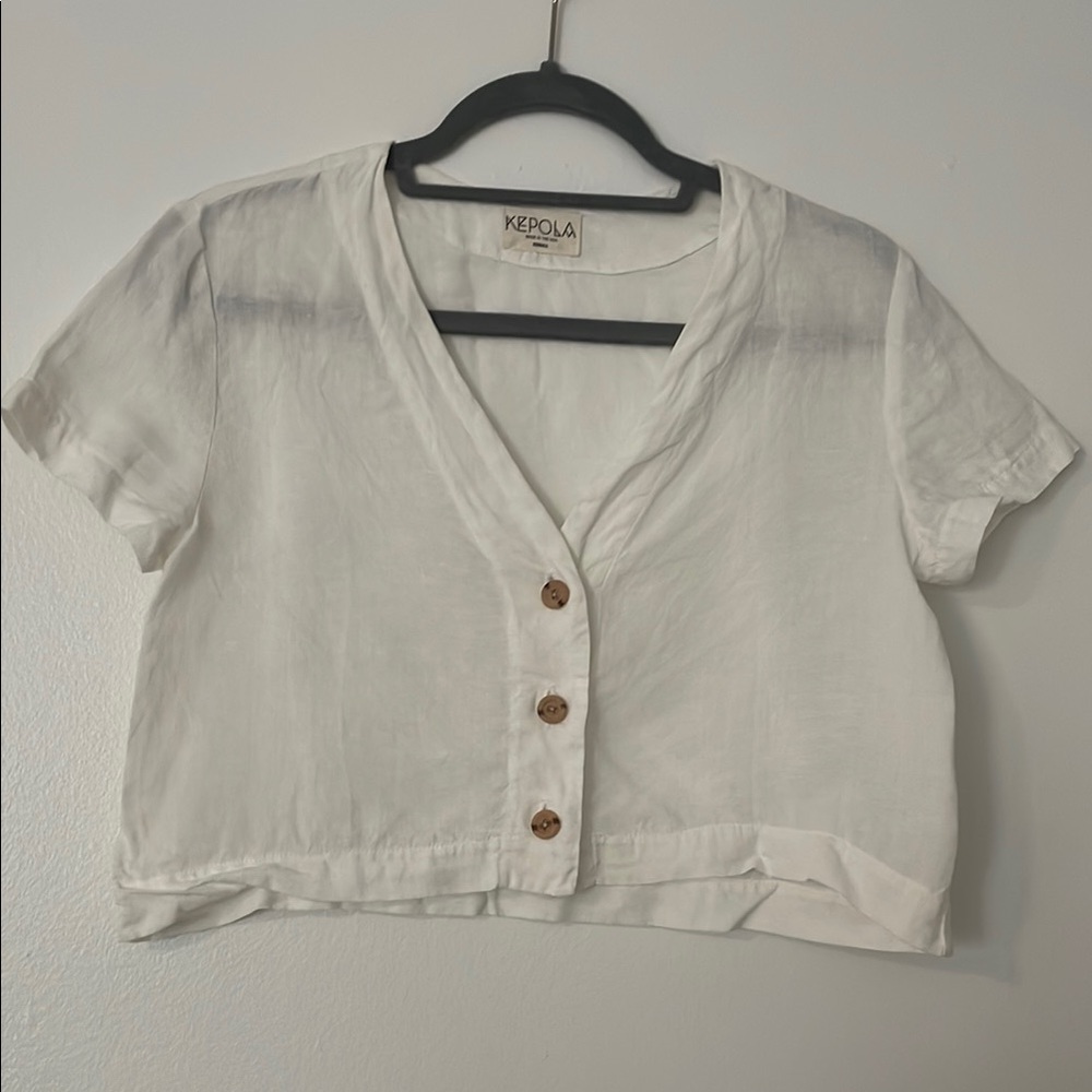 Kepola Design White Button-Up Crop Top